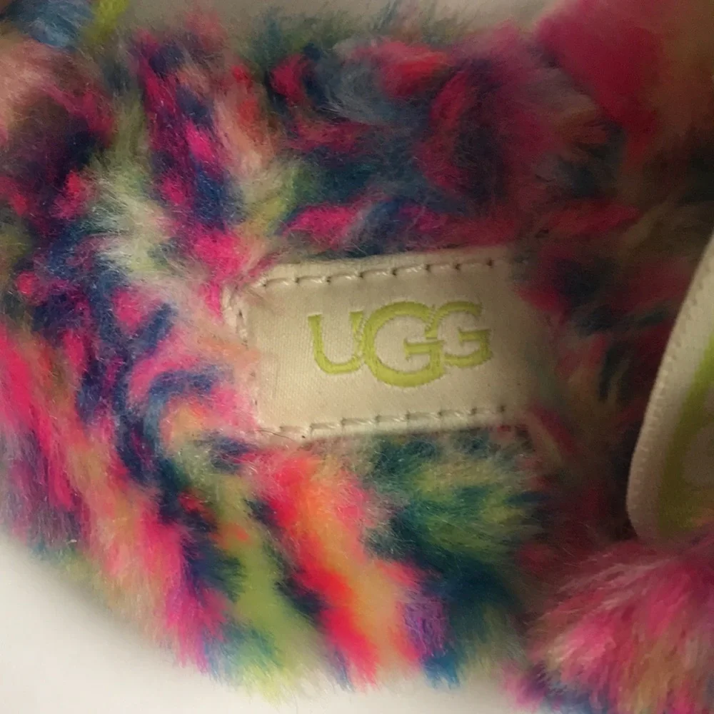 UGG Fuzzy Rainbow Slippers (size 7)